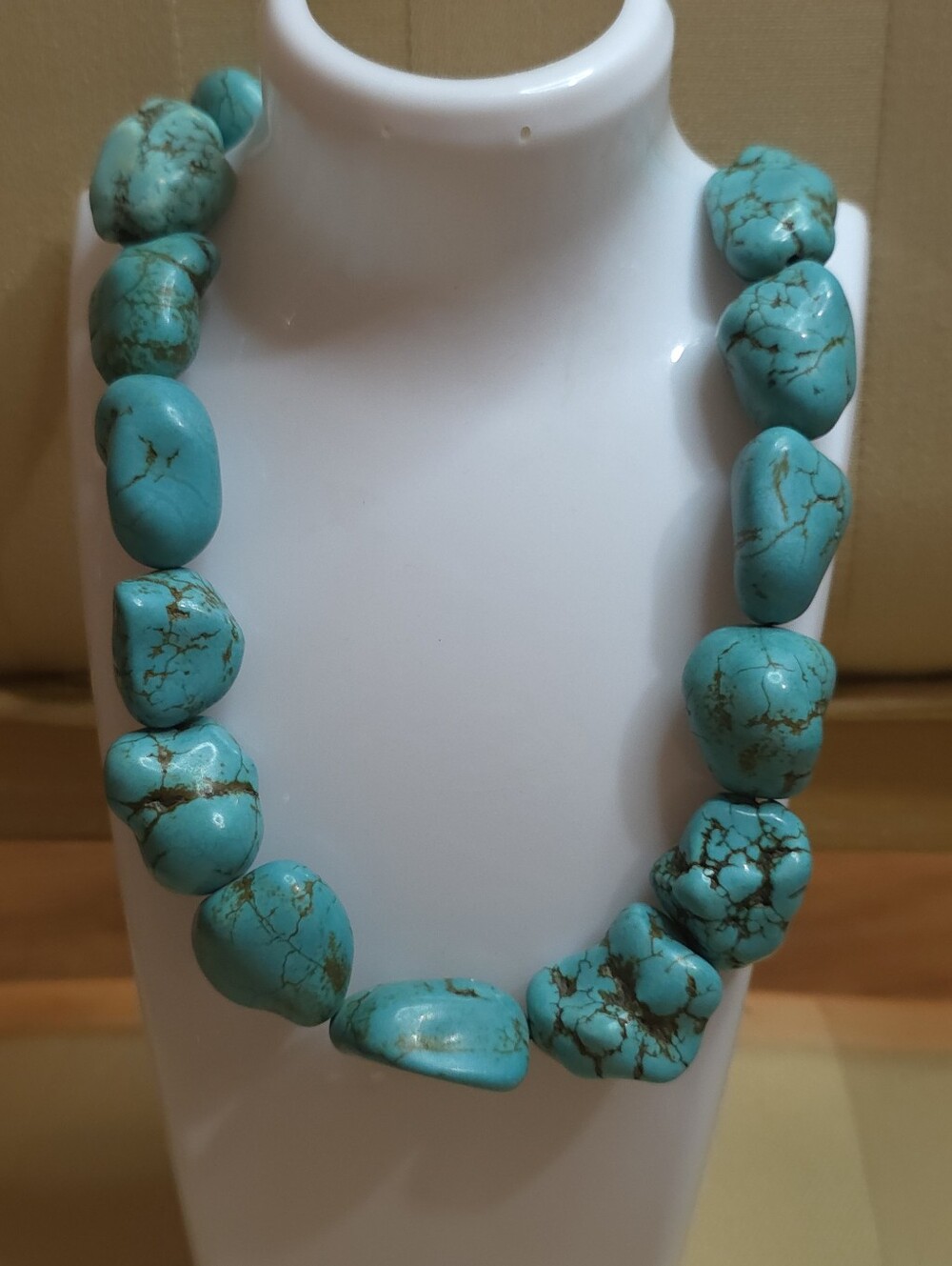 Genuine Turquoise, bold chunky Necklace. 24 Inches